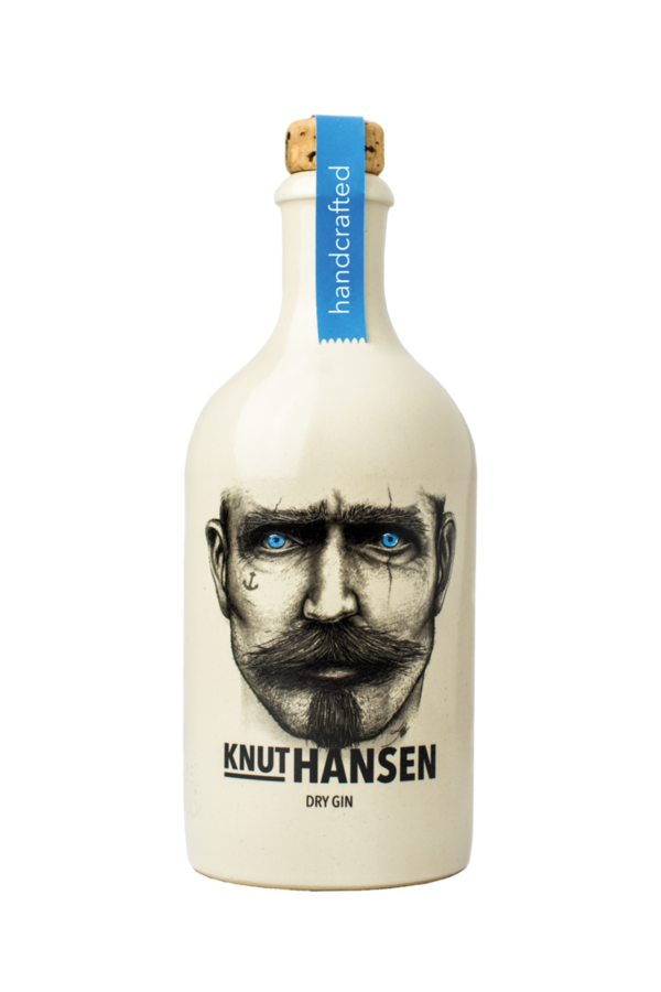 Knut Hansen Dry Gin 42% vol. 500 ml mit Keramikbecher Holz Geschenkbox