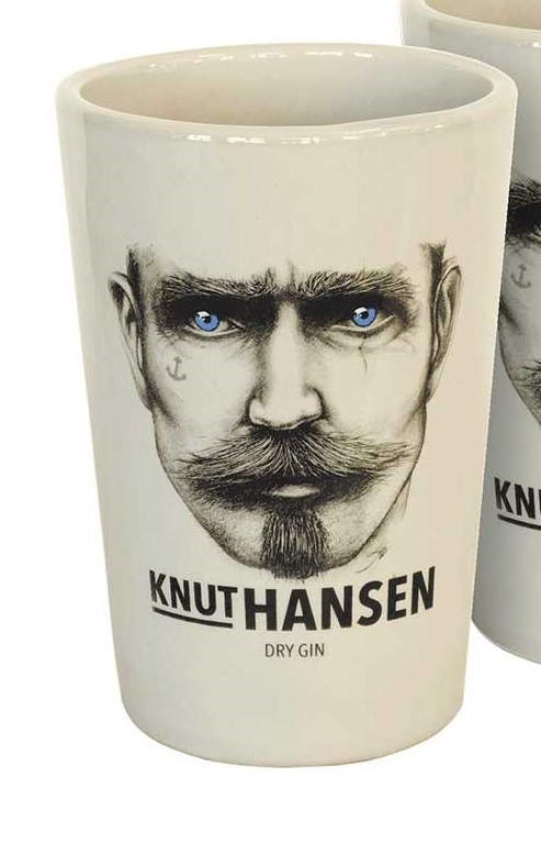 Knut Hansen Dry Gin 42% vol. 500 ml mit Keramikbecher Holz Geschenkbox
